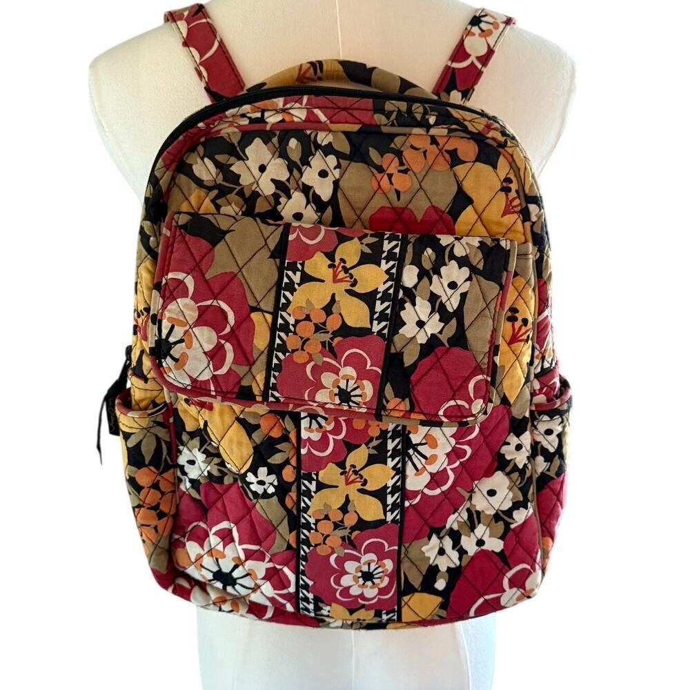 Vera Bradley Quilted Floral Small Backpack Multicolor Pockets Travel School Fall